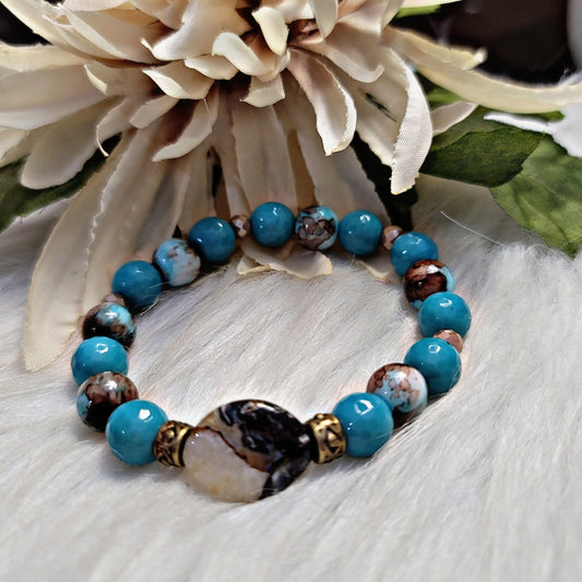 Turquoise with chocolate focal accent